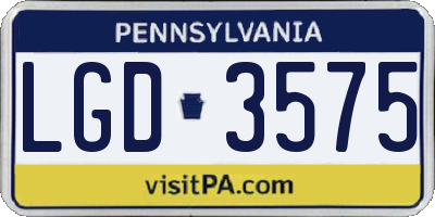 PA license plate LGD3575