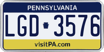 PA license plate LGD3576
