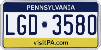 PA license plate LGD3580
