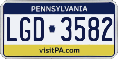 PA license plate LGD3582