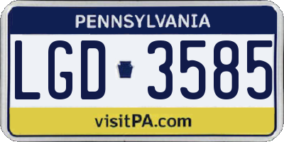 PA license plate LGD3585