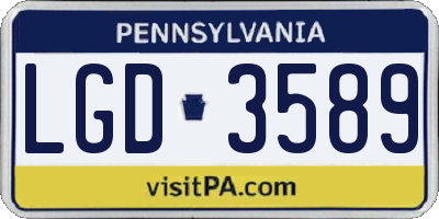 PA license plate LGD3589