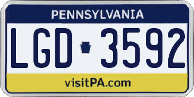 PA license plate LGD3592