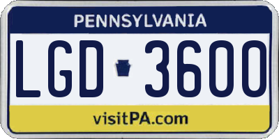 PA license plate LGD3600