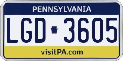 PA license plate LGD3605
