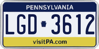 PA license plate LGD3612