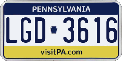 PA license plate LGD3616