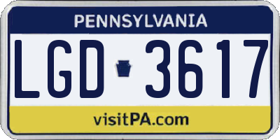PA license plate LGD3617