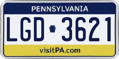 PA license plate LGD3621
