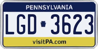PA license plate LGD3623