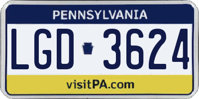 PA license plate LGD3624