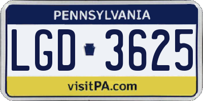 PA license plate LGD3625