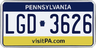 PA license plate LGD3626