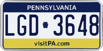 PA license plate LGD3648