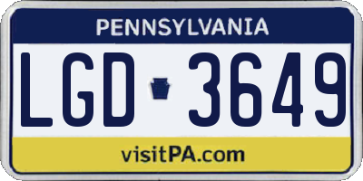 PA license plate LGD3649