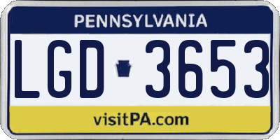 PA license plate LGD3653