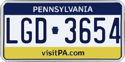 PA license plate LGD3654