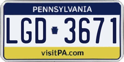 PA license plate LGD3671