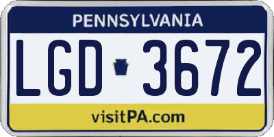 PA license plate LGD3672