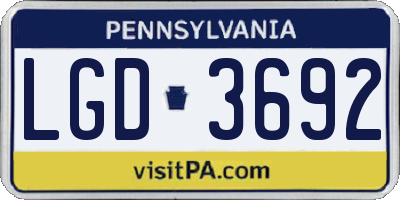 PA license plate LGD3692