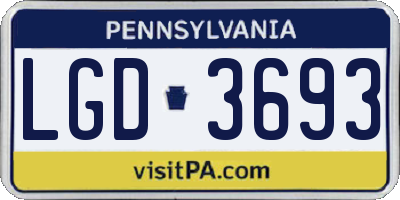 PA license plate LGD3693