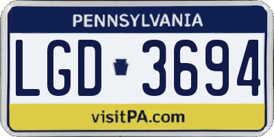 PA license plate LGD3694