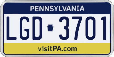 PA license plate LGD3701
