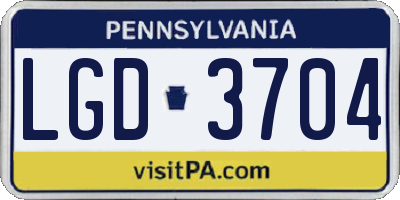 PA license plate LGD3704
