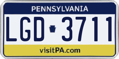 PA license plate LGD3711
