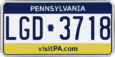 PA license plate LGD3718