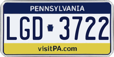 PA license plate LGD3722