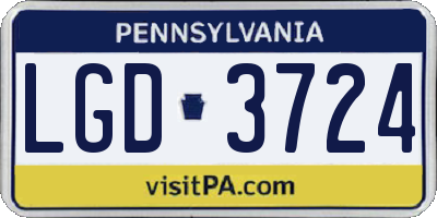 PA license plate LGD3724