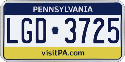 PA license plate LGD3725