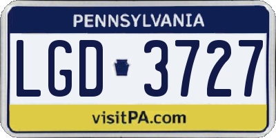 PA license plate LGD3727