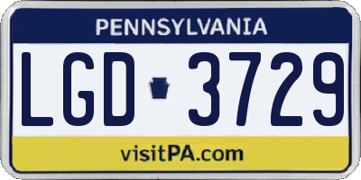 PA license plate LGD3729