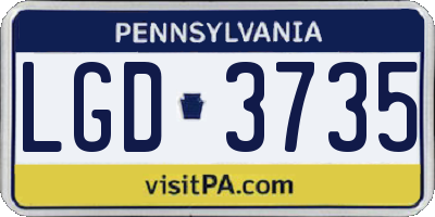 PA license plate LGD3735