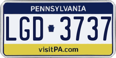 PA license plate LGD3737
