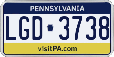 PA license plate LGD3738