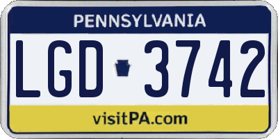 PA license plate LGD3742