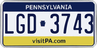 PA license plate LGD3743