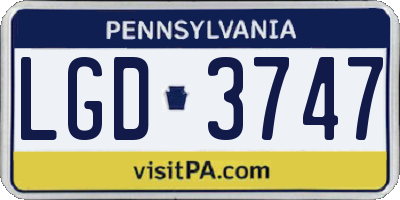 PA license plate LGD3747