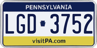 PA license plate LGD3752