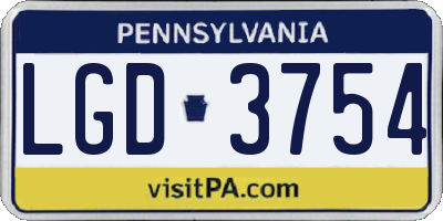 PA license plate LGD3754