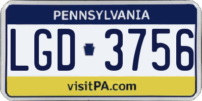 PA license plate LGD3756