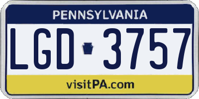 PA license plate LGD3757