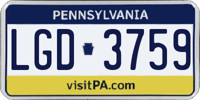 PA license plate LGD3759