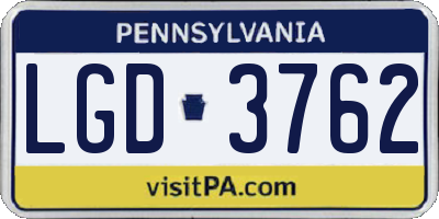 PA license plate LGD3762