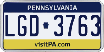 PA license plate LGD3763