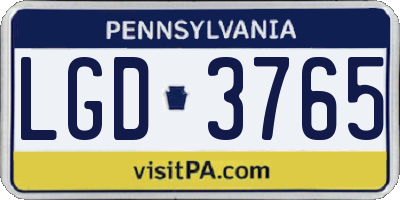 PA license plate LGD3765