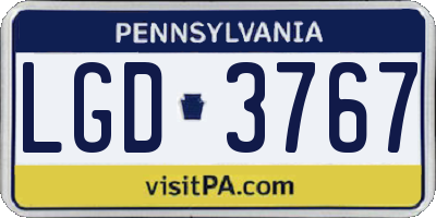 PA license plate LGD3767
